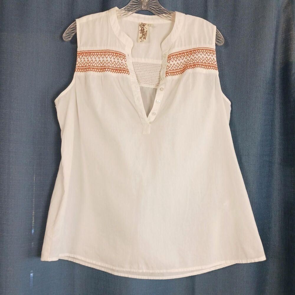 Aventura Women's White and Orange Blouse Size XL